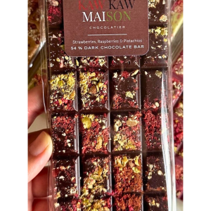 Handmade Luxury Dark Chocolate Bar (strawberry, raspberry, pistachio)