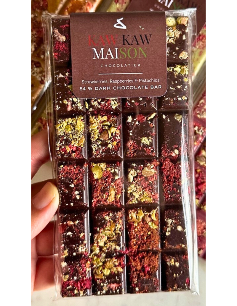 Handmade Luxury Dark Chocolate Bar (strawberry, raspberry, pistachio)